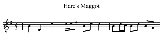 Hare's Maggot - staff notation