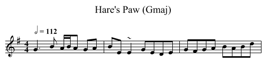 Hare's Paw (Gmaj) - staff notation