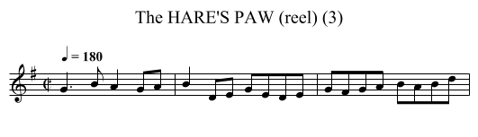 HARE'S PAW (reel) (3), The - staff notation