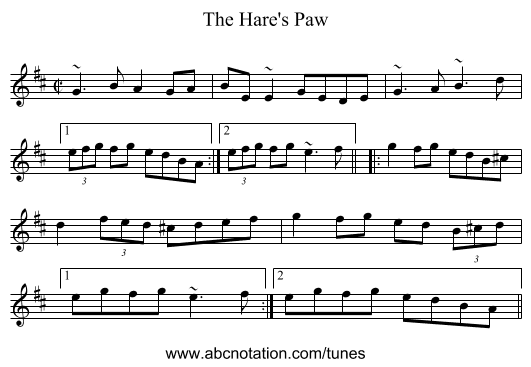 Hare's Paw, The - staff notation