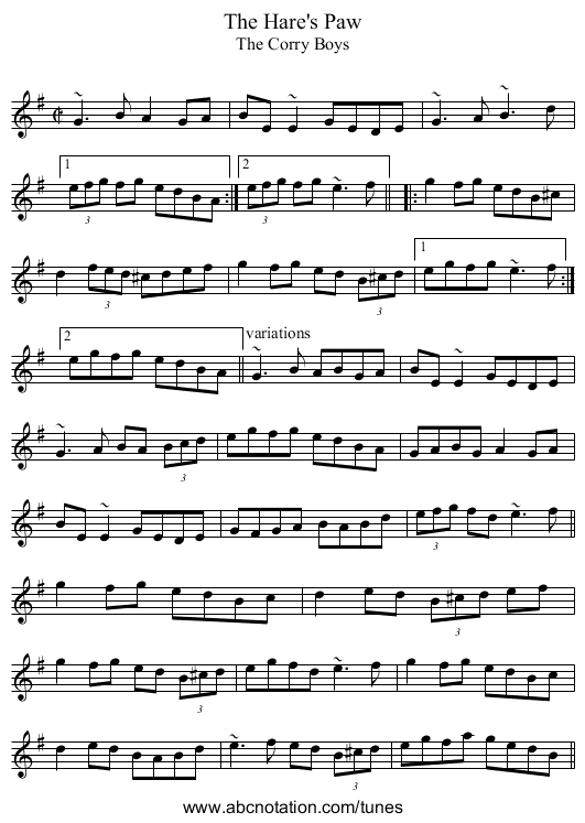 Hare's Paw, The - staff notation