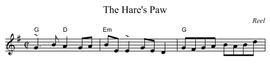 Hare's Paw, The - staff notation