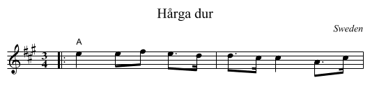 H&aring;rga dur - staff notation