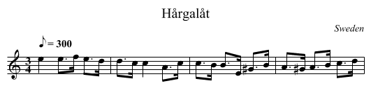 Hårgalåt - staff notation