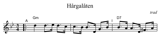H&aring;rgal&aring;ten - staff notation