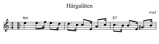 H&aring;rgal&aring;ten - staff notation