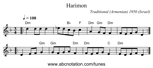 Harimon - staff notation