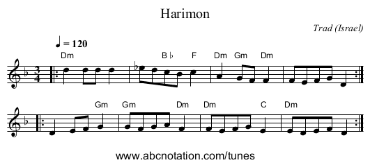 Harimon - staff notation
