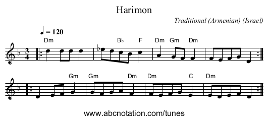 Harimon - staff notation