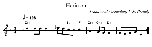 Harimon - staff notation