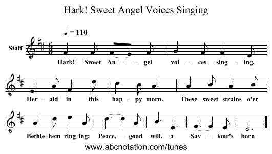 Hark! Sweet Angel Voices Singing - staff notation