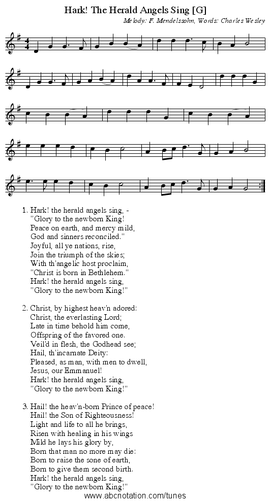 Hark! The Herald Angels Sing [G] - staff notation
