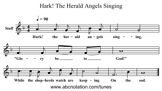Hark! The Herald Angels Singing - staff notation