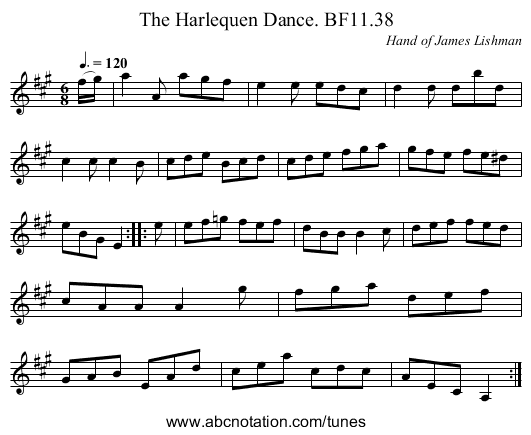 Harlequen Dance. BF11.38, The - staff notation