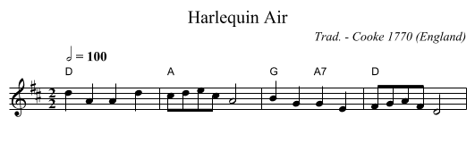 Harlequin Air - staff notation
