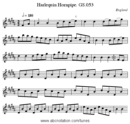 Harlequin Hornpipe. GS.053 - staff notation