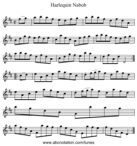Harlequin Nabob - staff notation
