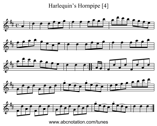 Harlequin’s Hornpipe [4] - staff notation