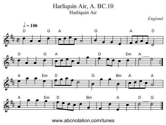 Harliquin Air, A. BC.10 - staff notation