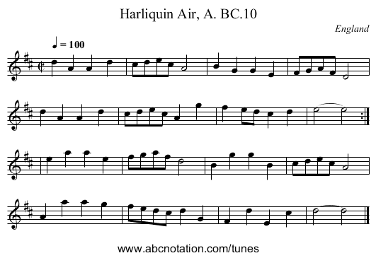 Harliquin Air, A. BC.10 - staff notation