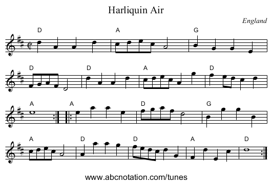 Harliquin Air - staff notation