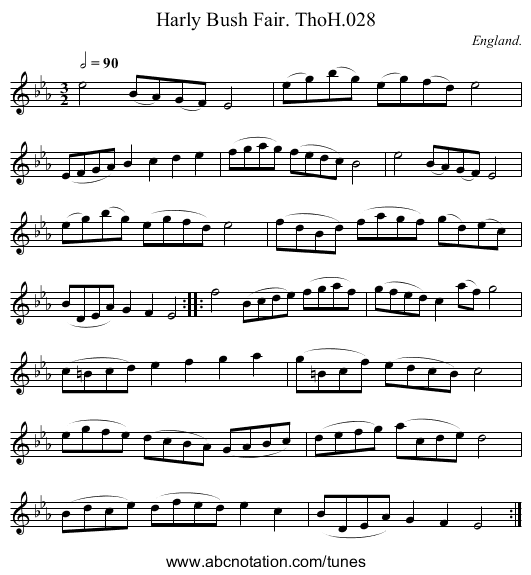 Harly Bush Fair. ThoH.028 - staff notation