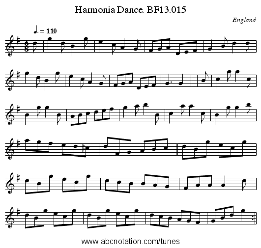 Harmonia Dance. BF13.015 - staff notation
