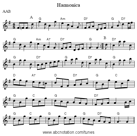 Harmonica - staff notation