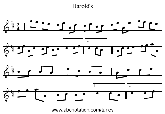 Harold's - staff notation