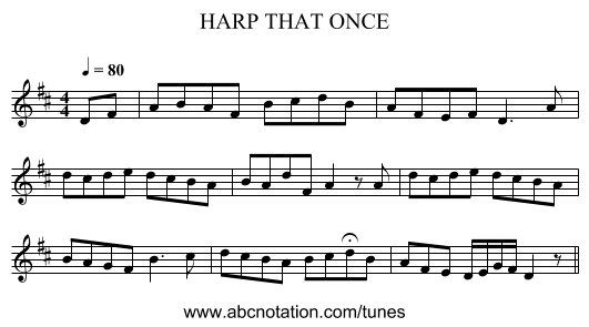 HARP THAT ONCE - staff notation