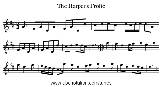 Harper's Frolic, The - staff notation
