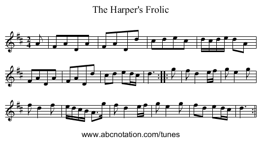 Harper's Frolic, The - staff notation