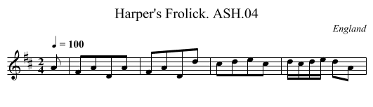 Harper's Frolick. ASH.04 - staff notation