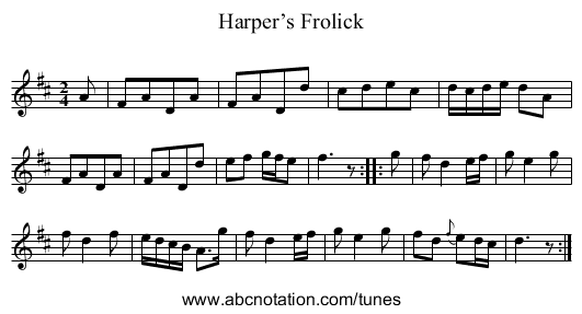Harper’s Frolick - staff notation