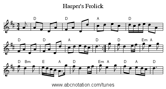 Harper's Frolick - staff notation