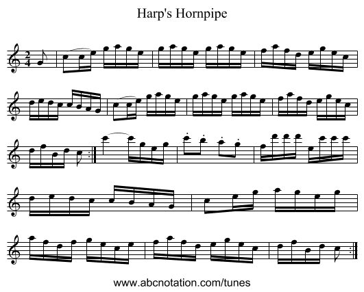 Harp's Hornpipe - staff notation