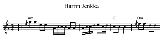 Harrin Jenkka - staff notation