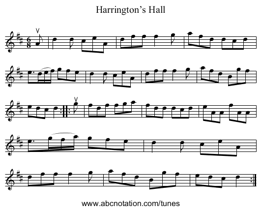 Harrington’s Hall - staff notation