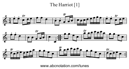 Harriot [1], The - staff notation