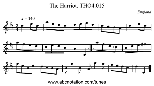 Harriot. THO4.015, The - staff notation