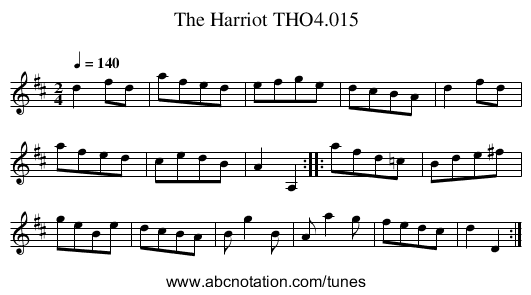 Harriot THO4.015, The - staff notation