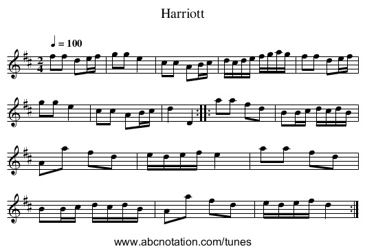 Harriott - staff notation