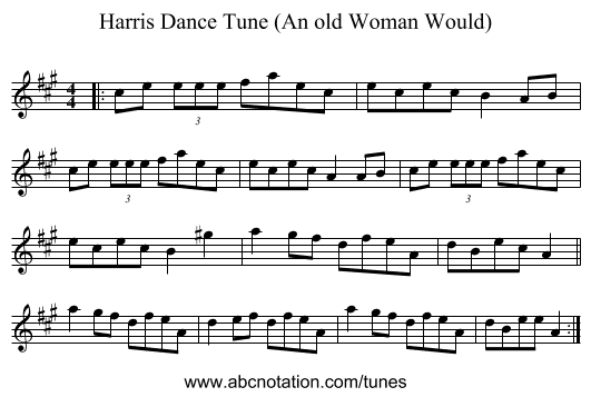 Harris Dance Tune (An old Woman Would) - staff notation