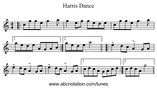 Harris Dance - staff notation