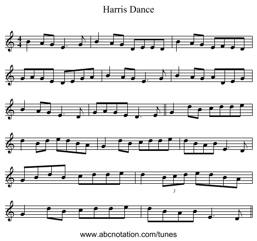 Harris Dance - staff notation