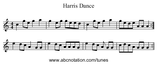 Harris Dance - staff notation