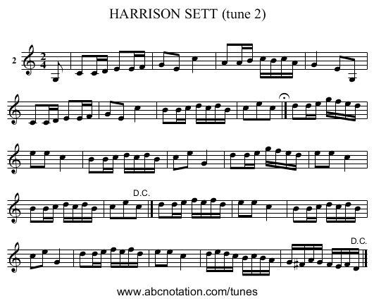 HARRISON SETT (tune 2) - staff notation
