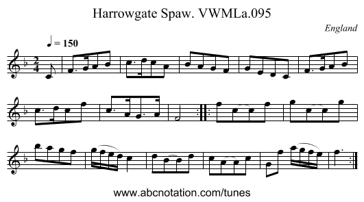 Harrowgate Spaw. VWMLa.095 - staff notation