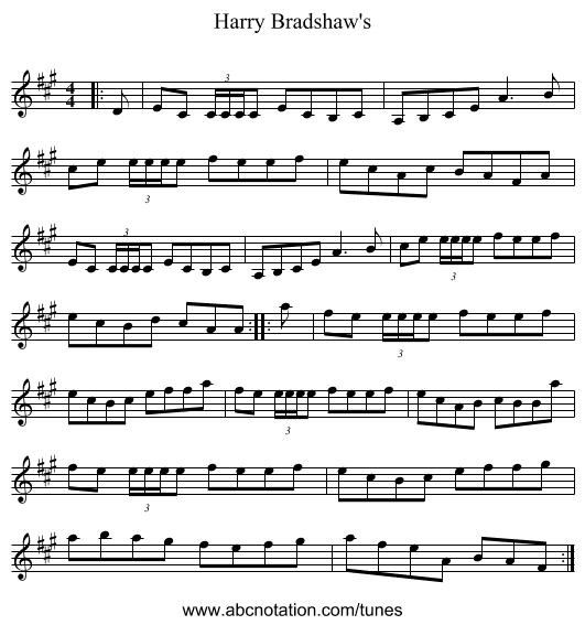 Harry Bradshaw's - staff notation