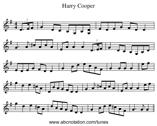 Harry Cooper - staff notation